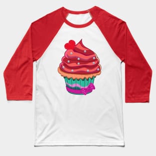 Cupcake with tasty cream and red heart Baseball T-Shirt